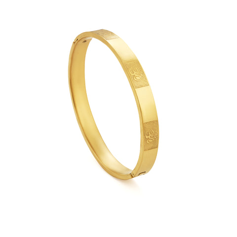 Premium Om Carving Gold Platd Bracelet For Men