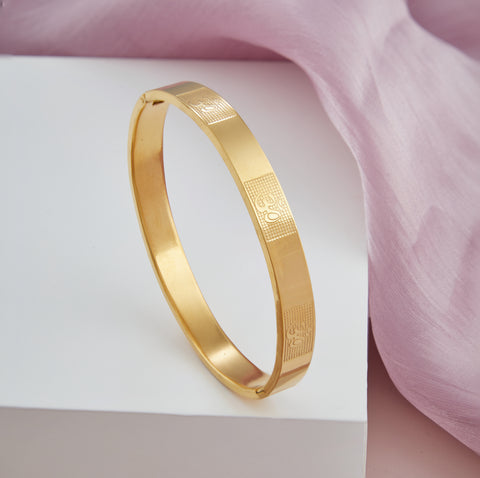 Premium Om Carving Gold Platd Bracelet For Men