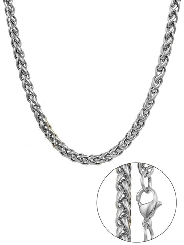 Silver-Plated Twisted Necklace Chain For Men