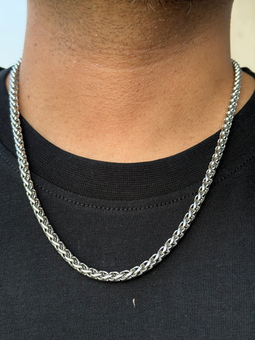 Silver-Plated Twisted Necklace Chain For Men