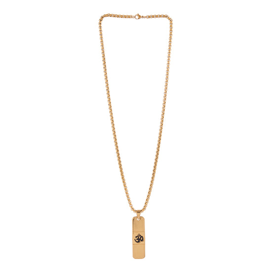 Dotted Design Om Pendan Gold Chain Necklace For Men