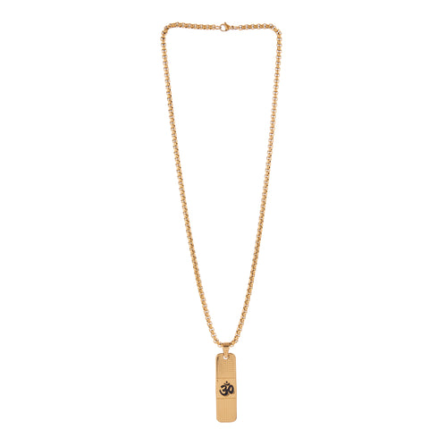 Dotted Design Om Pendan Gold Chain Necklace For Men