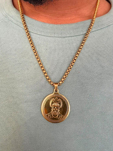 Hanuman Gold Plated Pendant Chain Necklace For Men