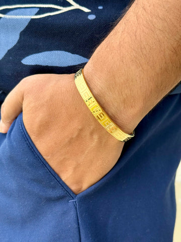 Greek Pattern Gold-Plated Cuff Men's Bracelet