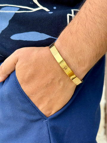Premium Om Carving Gold Platd Bracelet For Men