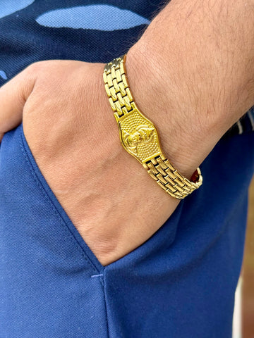 Premium Hanuman Design Gold Lucky Bracelet For Men