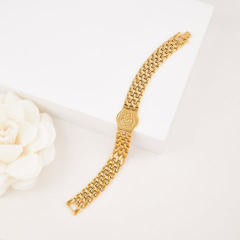 Premium Om Design Gold-Plated Lucky Bracelet For Men