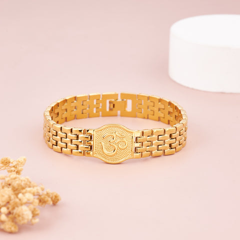 Premium Om Design Gold-Plated Lucky Bracelet For Men