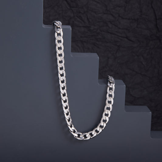 Silver-Plated Stainless Steel Curb Chain For Men