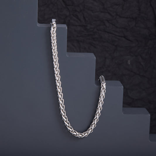 Silver-Plated Twisted Necklace Chain For Men