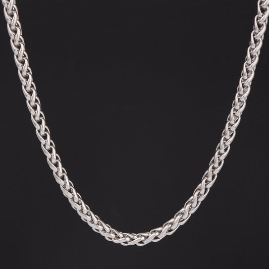 Silver-Plated Twisted Necklace Chain For Men