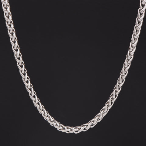 Silver-Plated Twisted Necklace Chain For Men