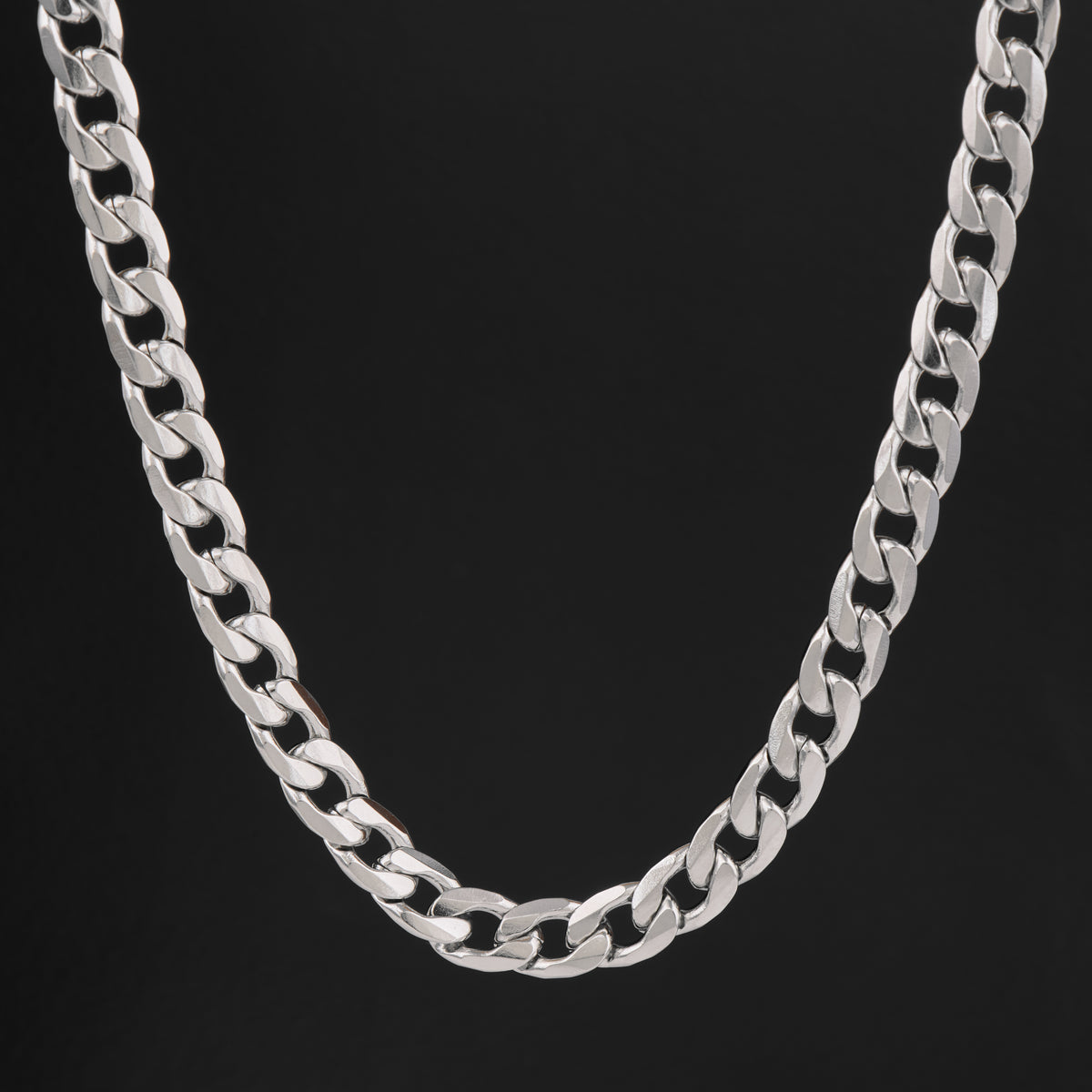 Silver-Plated Stainless Steel Curb Chain For Men
