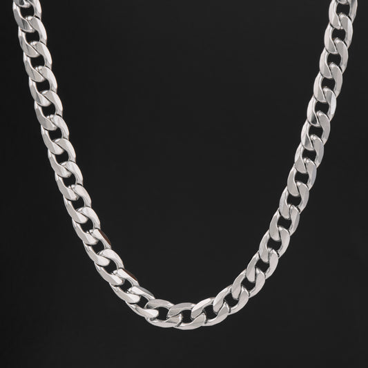 Silver-Plated Stainless Steel Curb Chain For Men
