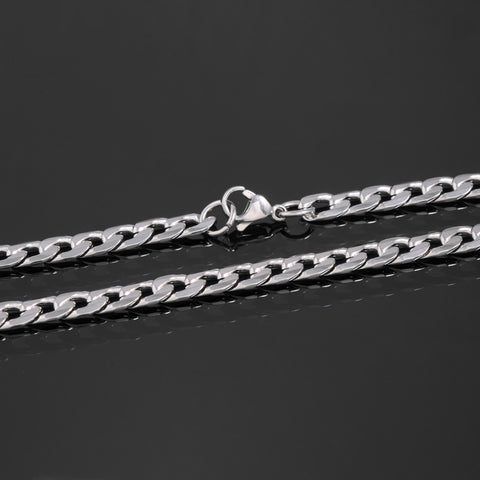 Silver-Plated Stainless Steel Curb Chain For Men