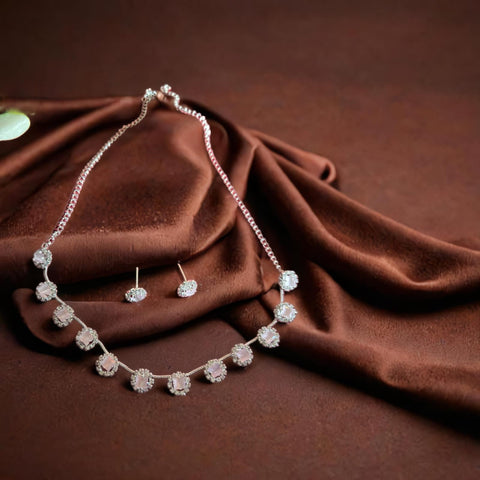 Delicate Zircon Stone Necklace & Earring Set