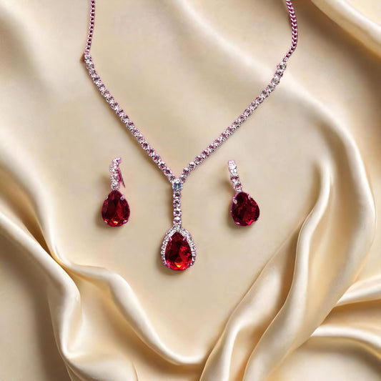 Teardrop Gemstone Necklace and Earring Set