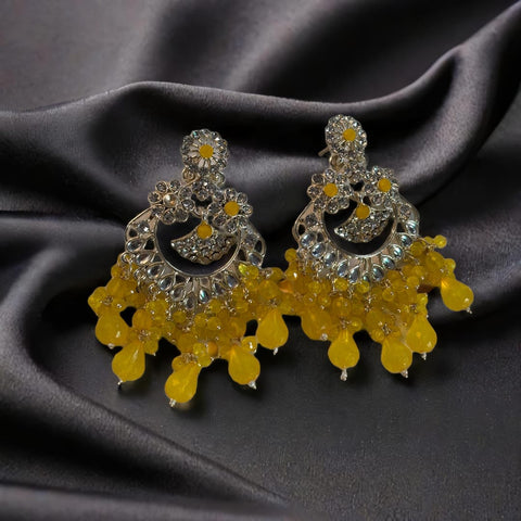 Kundan and Beaded Chandbali Earrings