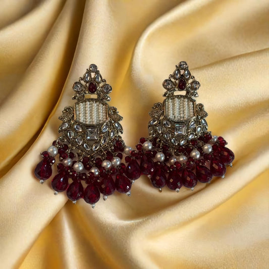 Traditional Beaded Earrings with mehendi shade