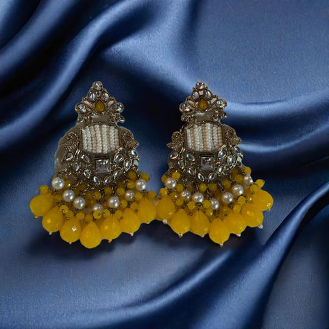 Traditional Beaded Earrings with mehendi shade