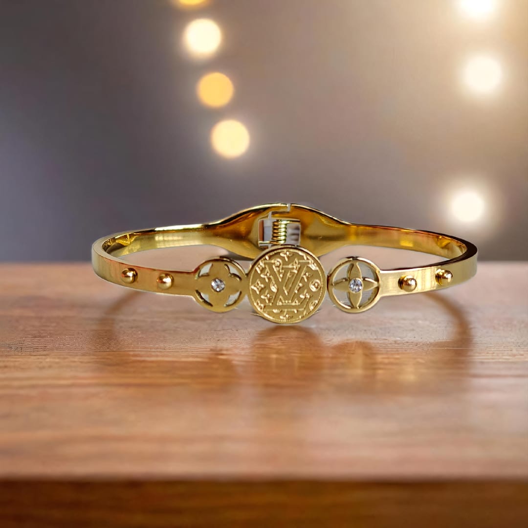 Chic Gold Medallion Bangle Bracelet