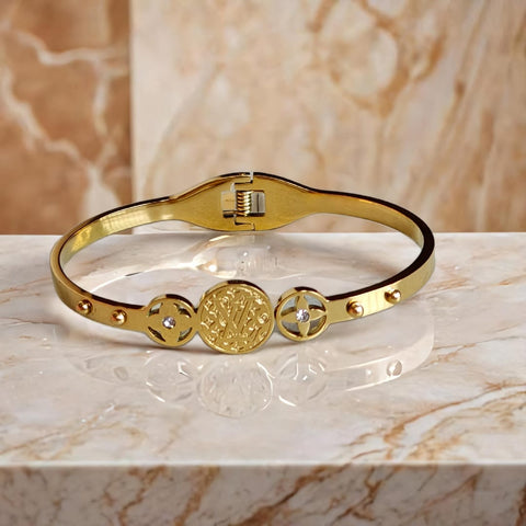 Chic Gold Medallion Bangle Bracelet